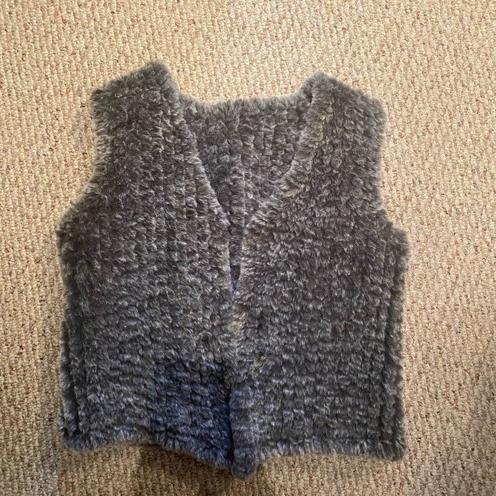 Aqua Gray Fur Vest